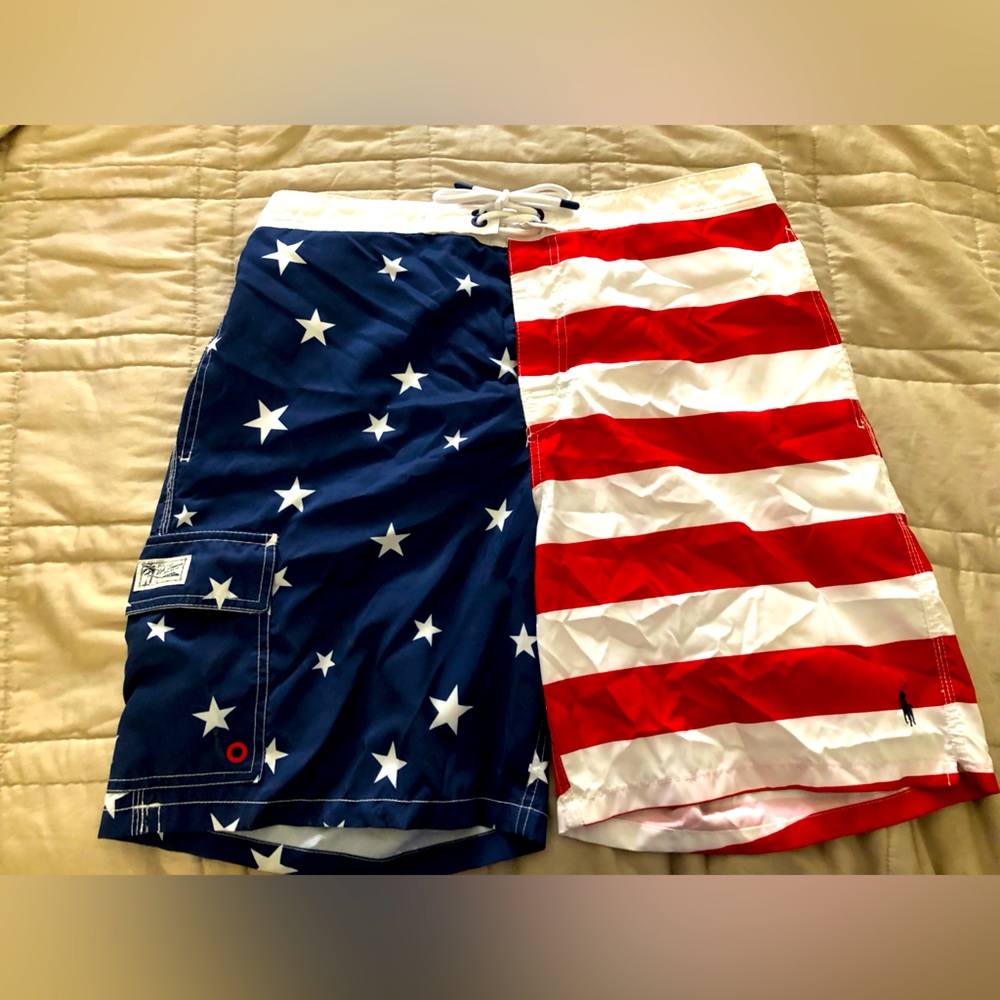 Polo RL USA Flag Swim Trunks